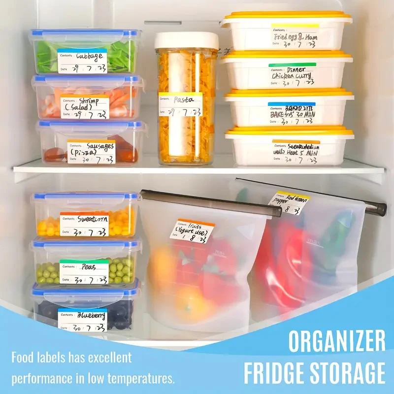 100PCS Label Stickers Colourful Refrigerator Labels Food Storage Stickers for Food Containers Sorting Labels