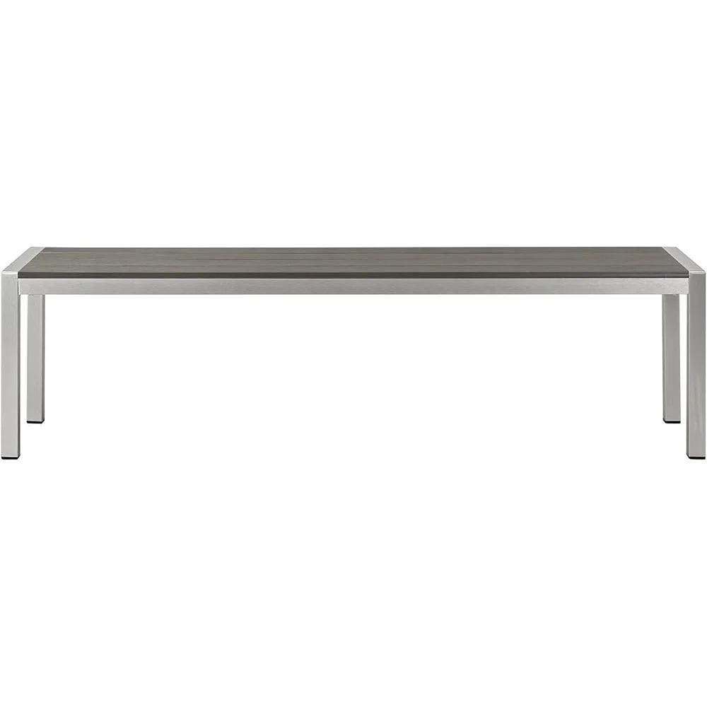 Outdoor Patio Bench Aluminum Weather Resistant Modern Design Suitable Backyard Deck Poolside Comfortable Seating 67 Inch 5