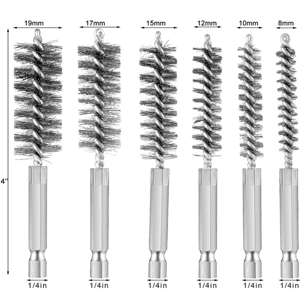 Wire Tube Machinery Cleaning Brush Paint Remover Rust Cleaner Metal Handle Chimney Washing Polishing Tools 8/10/12/15/17/19mm