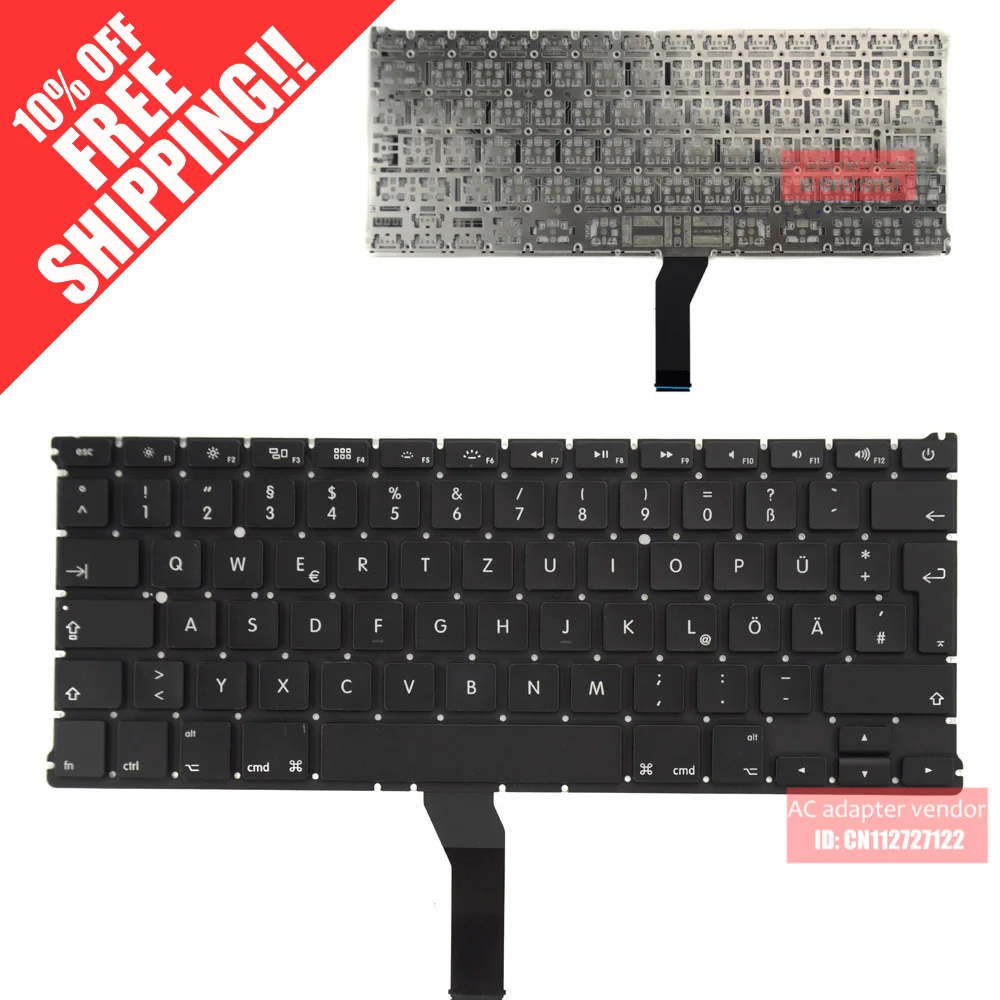 

Клавиатура для ноутбука Apple new AIR A1369 A1466 MC965 966 MD231 232 760 761 большая клавиша enter