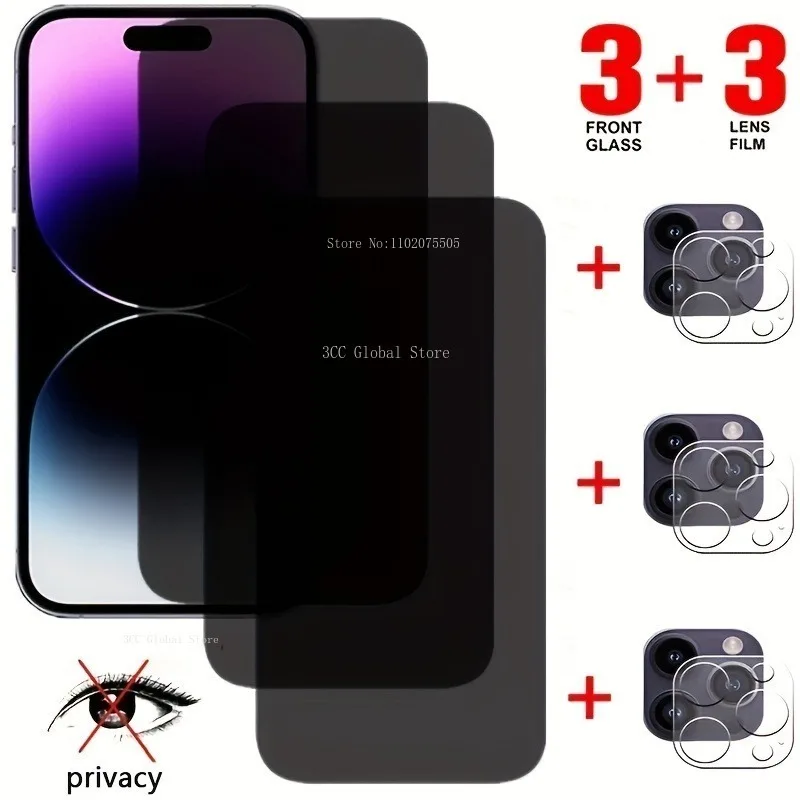 

6 в 1 Защитная пленка для экрана из закаленного стекла для iPhone 14 15 Pro Max 12 13 Mini 11 Pro 14 15 Plus