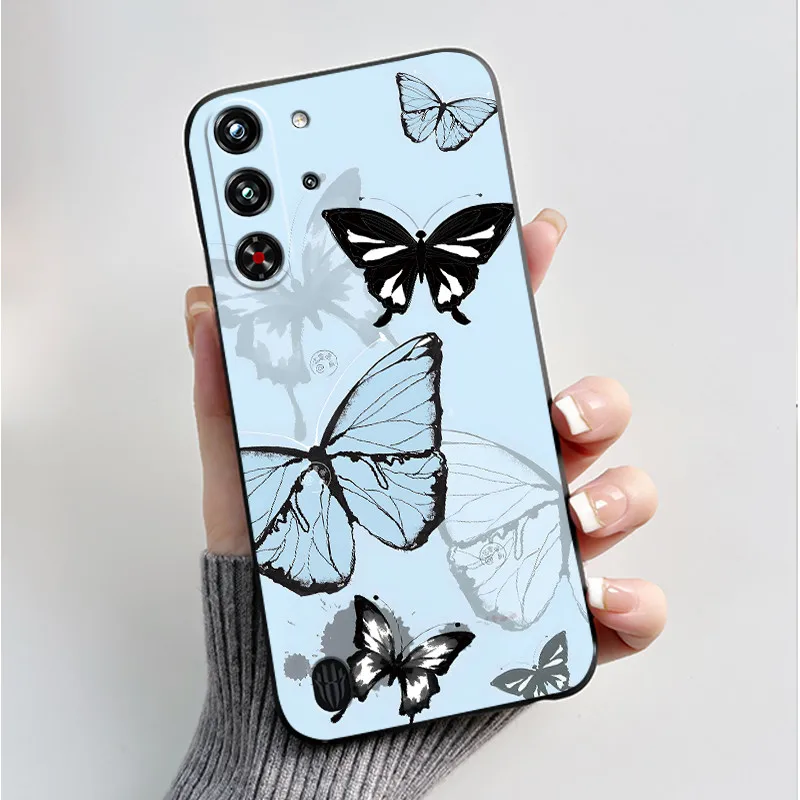 Soft Silicone Black Shell with Cute Flower Design - Protective Case
