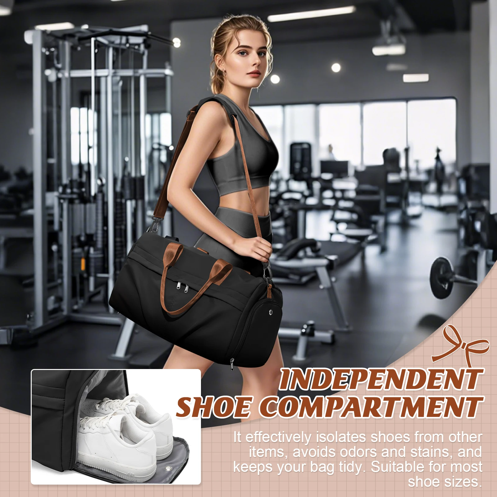 Travel Bags Tote Bag Backpack Hand Luggage, Crossbody Gym Bag For Men Women, Sports Overnight Bag Lightweight Carry-On, Weekend