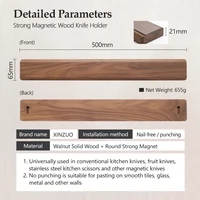 XINZUO 50 cm porte-couteau magnétique puissant couteau magnétique bande à la main noyer solide couteaux en bois support mural bloc 3