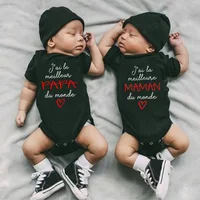 I Have The Best Dad/Mom In The World Baby Bodysuits Cotton Short Sleeve Infant Twins Rompers Newborn Body Boys Girls Jumpsuits 2