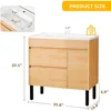 36 Inch Bathroom Vanity with Undermount Ceramic Sink, Natural Brown Bathroom Sink Cabinet, Modern Bathroom Storge Vanity 2