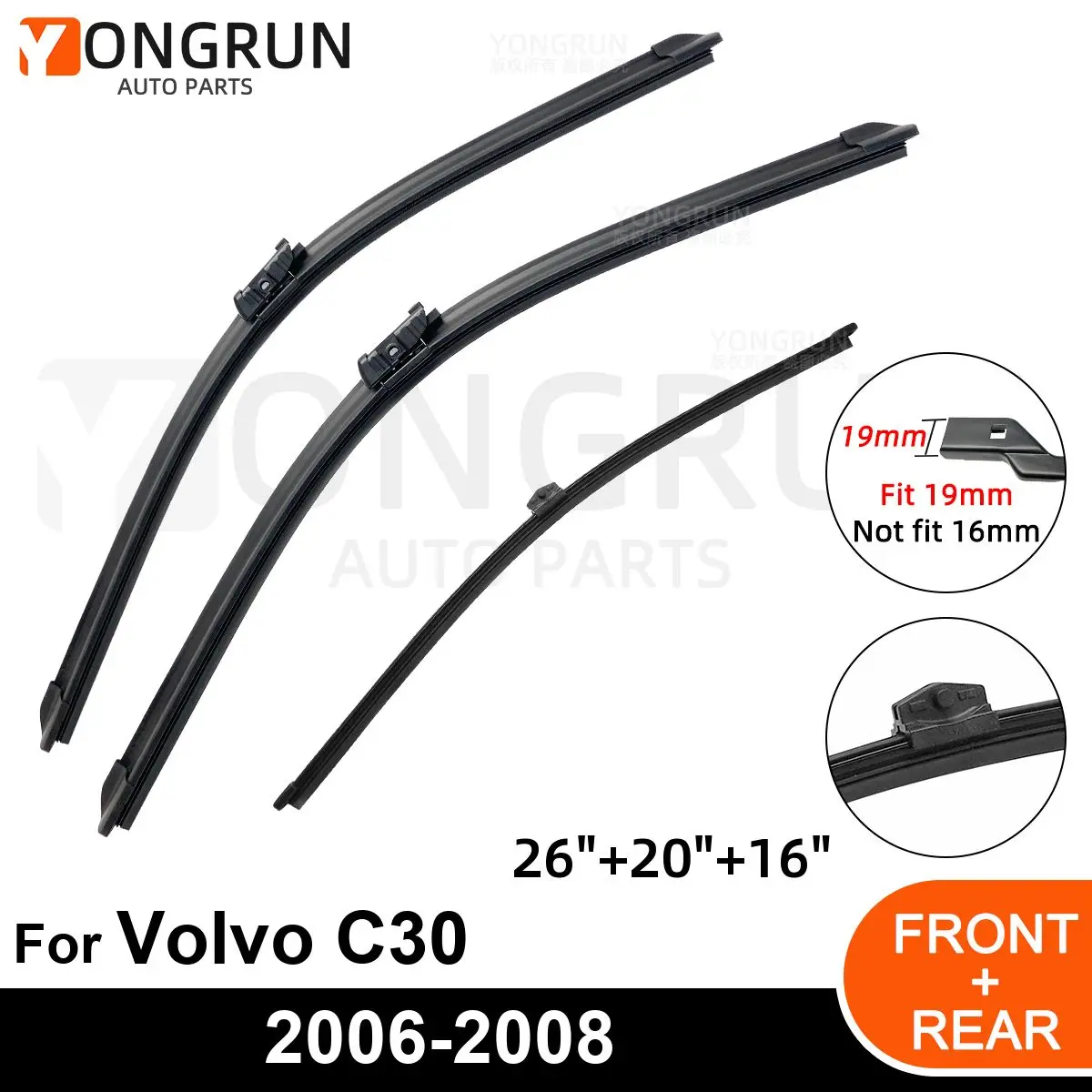 

Щетка стеклоочистителя для Volvo C30, 26/20/16 дюймов, 2006-2008/2006/2007