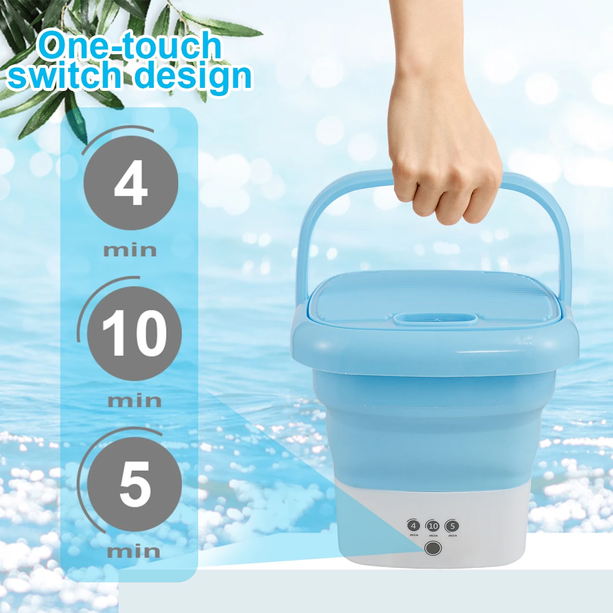 New Mini Portable Washing Machine Foldable Small Laundry Machine with Drain  Basket Lightweight Washer Touch Screen and Timer - AliExpress