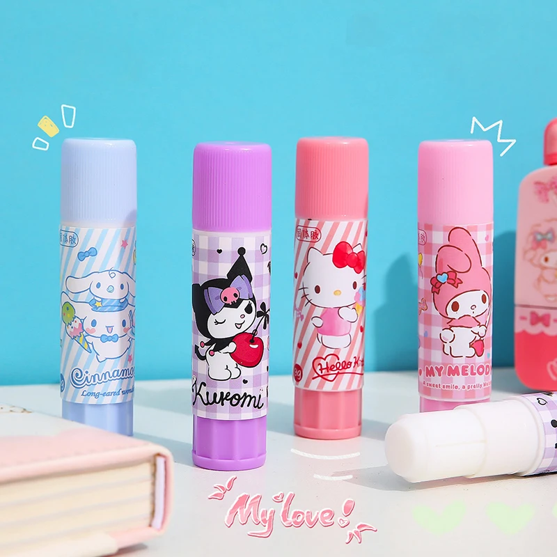 

1 шт. мультяшный клей-карандаш Kawaii Kuromi Cinnamoroll студенческий клей ручной работы DIY канцелярские принадлежности для студентов милый однотонный клей
