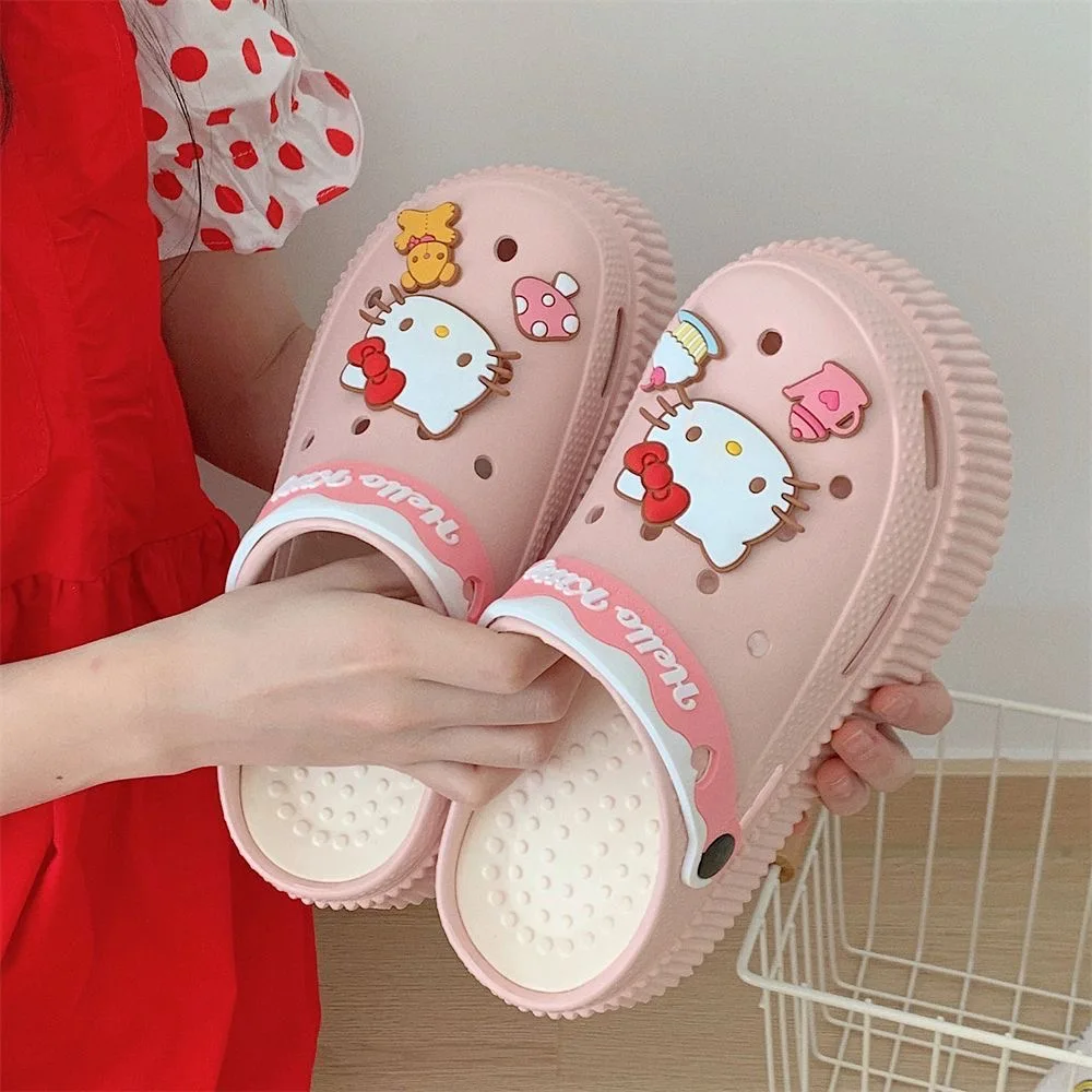 thumbnail image 1 of Miniso Kuromi Women'S Platform Sandals Slippers Cartoon Hello Kitty Kawaiil Slip-Resistant Shoes Cute Summer Girl Women Shoe, 1 of 5