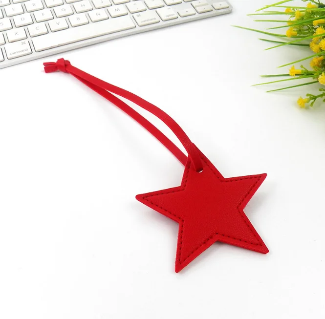 Personalized Five-Pointed Star Leather Keychain Pendant Gift