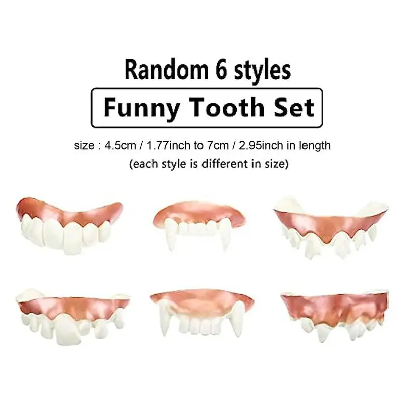 12PCS Vampire denti finti protesi bocca bretelle Zombie zanne Halloween Party Makeup Cosplay Prop