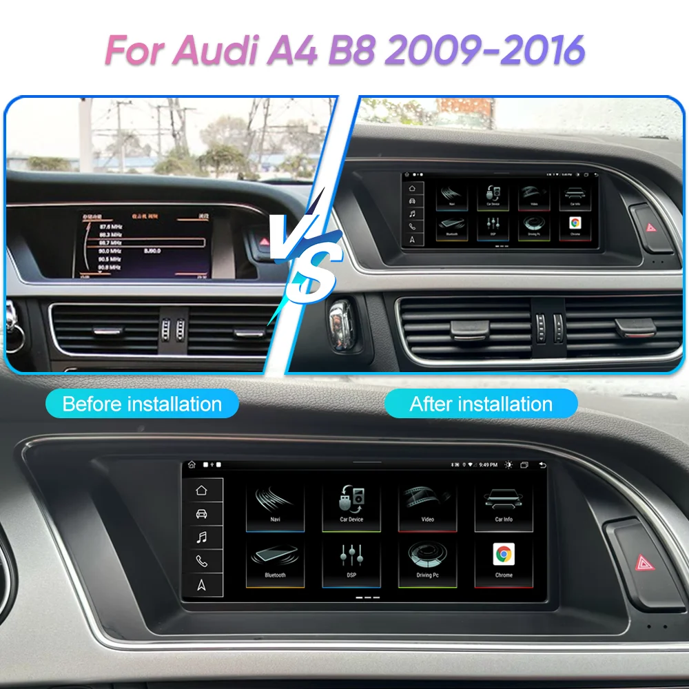 Autoradio Android 13 Pour Audi A4 B8 (2009-2012) – écran Tactile 8,8 Pouces, CarPlay/Android Auto Sans Fil, 4G, Compatible MMI 3G - 2