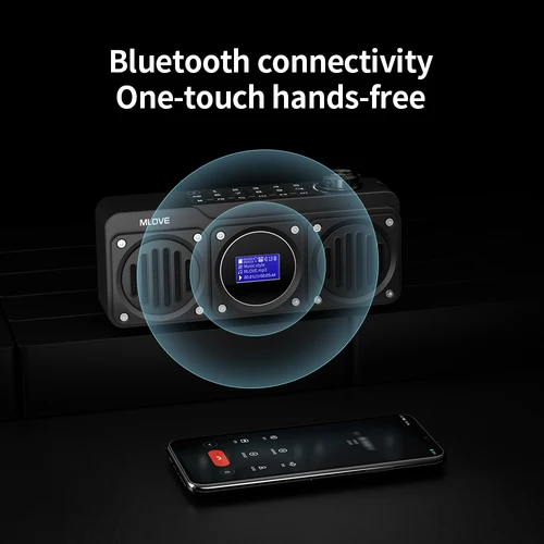 MLOVE BV810 휴대용 블루투스 스피커, FM 라디오, 방수 스피커, LCD 화면 디스플레이, HD 무료 통화, 마이크로 SD 카드 슬롯 4