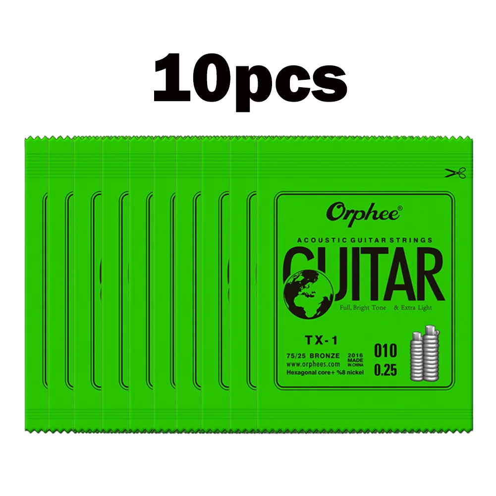 10 Stück Orphee Einzelsaiten für Akustikgitarre, 1. E-Saite (.010), Einzelsaite, Ersatz für Gitarrenzubehör, hochwertige Saiten – Detail 6