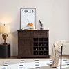 Farmhouse Buffet Cabinet with Storage Sideboard with 2 Drawers, Wine Bar Cabinet with Removable Wine Racks ,Espresso 1