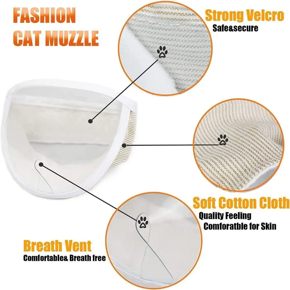 TONG New Cat Anti Bite Muzzles Breathable Transparent Cat Helmet Adjustable Kitten Mask for Nail Trimming Grooming 2