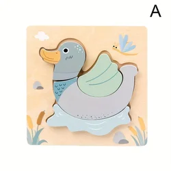 3D Wooden Cartoon Animal Cognitive Puzzles for Children - Educational Toys for Kids (Duck)