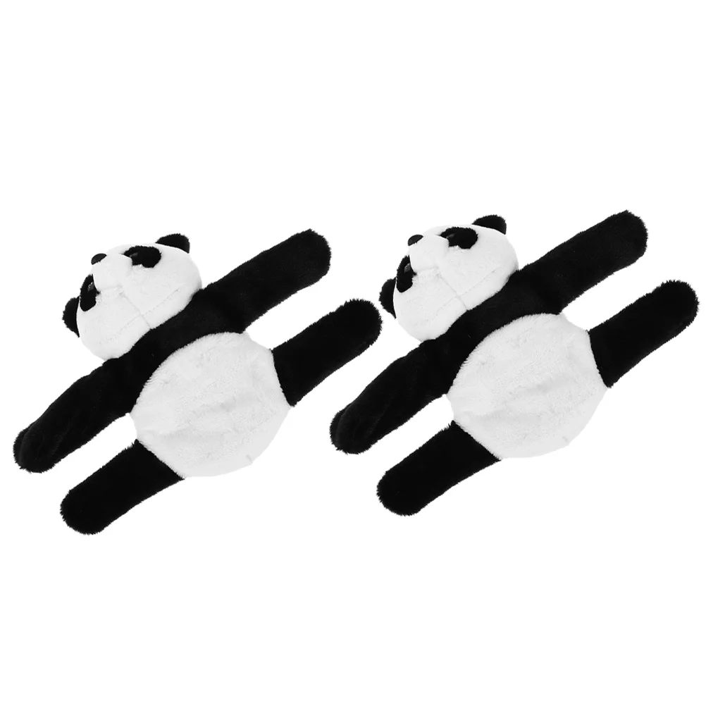

2pcs Panda Slap Bracelet Plush Stuffed Slap Wristband Decorative Cartoon Stuffed Animal Hugger Slap Bracelet