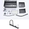 Stainless Steel Kitchen Waterfall Sink Embossed Digital Display Large Single Slot All-in-one Faucet Multi-functional Wash Bain 6