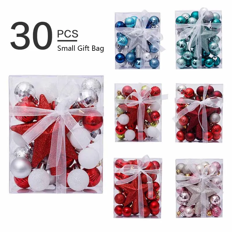 

3CM 30Pcs Christmas Party Ornaments SGS Confirmed Christmas Ball Gift Box Set Christmas Tree Pendant navidad