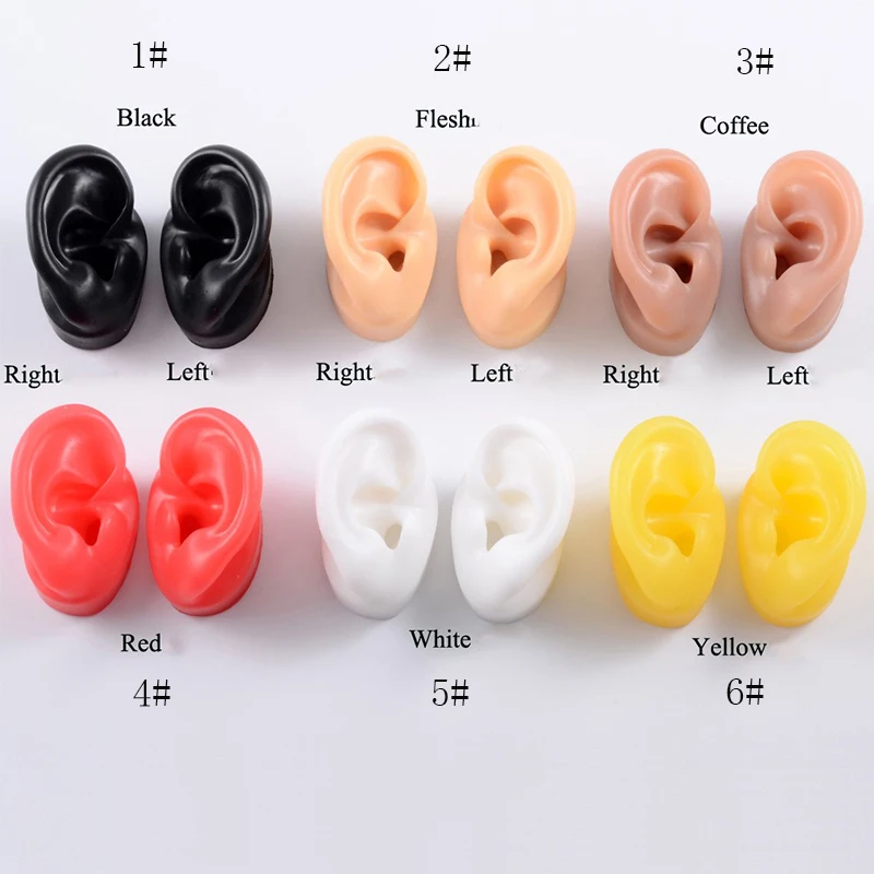 1Pair Soft 1:1 Silicone Ear Model Stand Kit Ear Practice Body Jewelry Accessories Display Piercing Tools Earring Tool Display