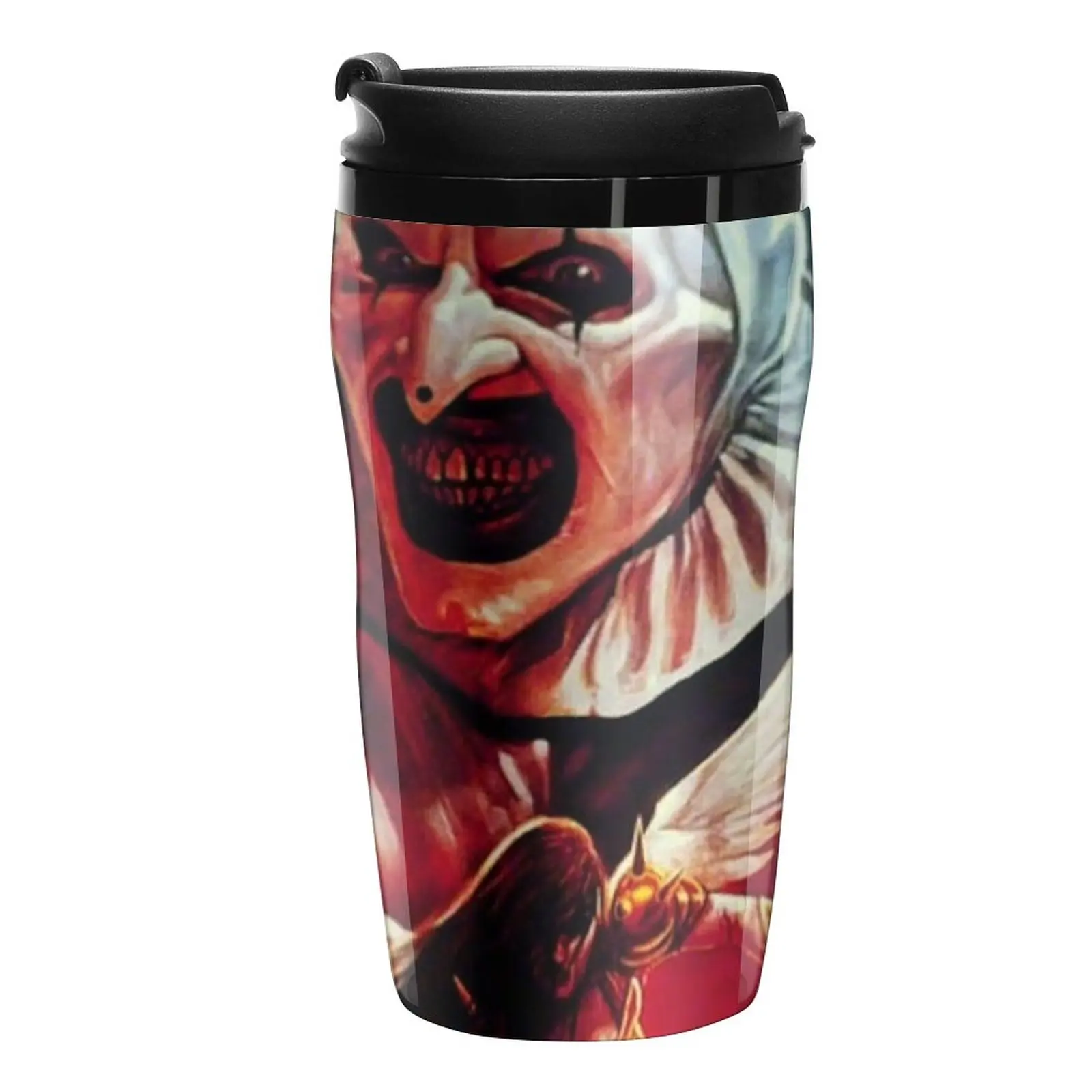 

Terrifier art the clown horror merch posterTravel Coffee Mug Latte Cup Glass For Coffee Teaware Cafes