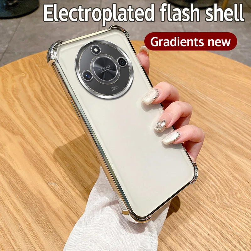 Shiny Glitter Silicone Back Cover with Plated Camera Lens Protection