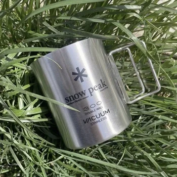 스노우 피크 접이식 머그잔, 커피 스테인레스 스틸, 고온 내성 머그잔, 야외 캠핑 하이킹 피크닉 장비, 300ml, 신제품