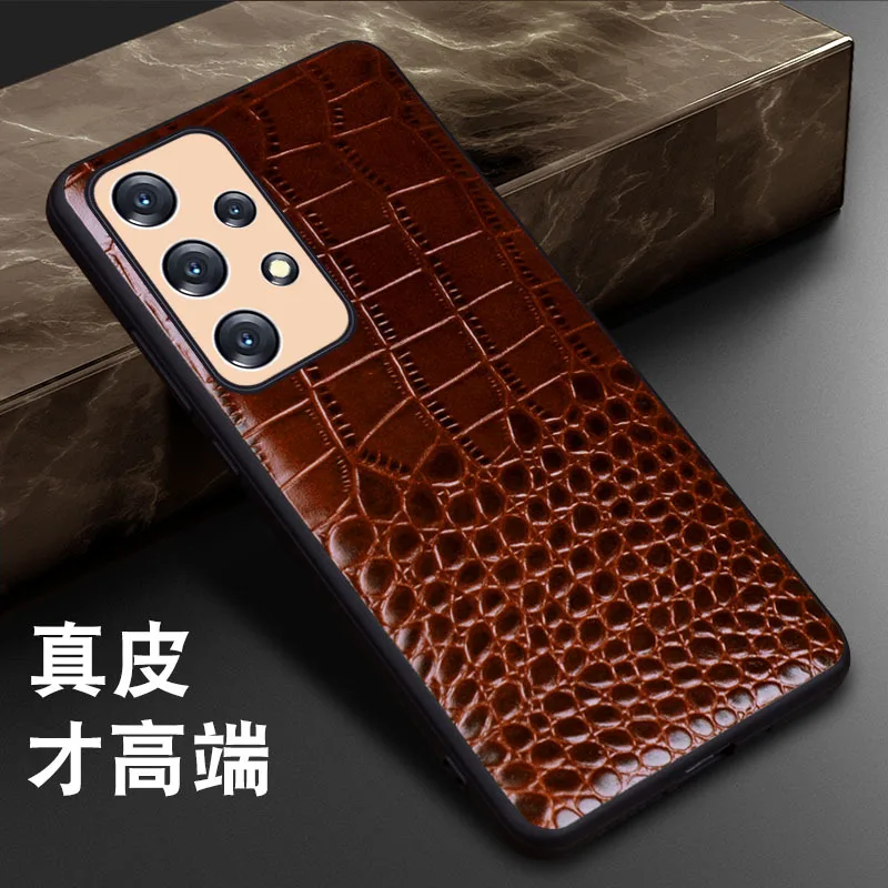 Luxury Genuine Cow Crocodil Leather Magnetic Cover Mobile Phone Book Case For Samsung Galaxy A73 A53 Esports Edition Funda Cases