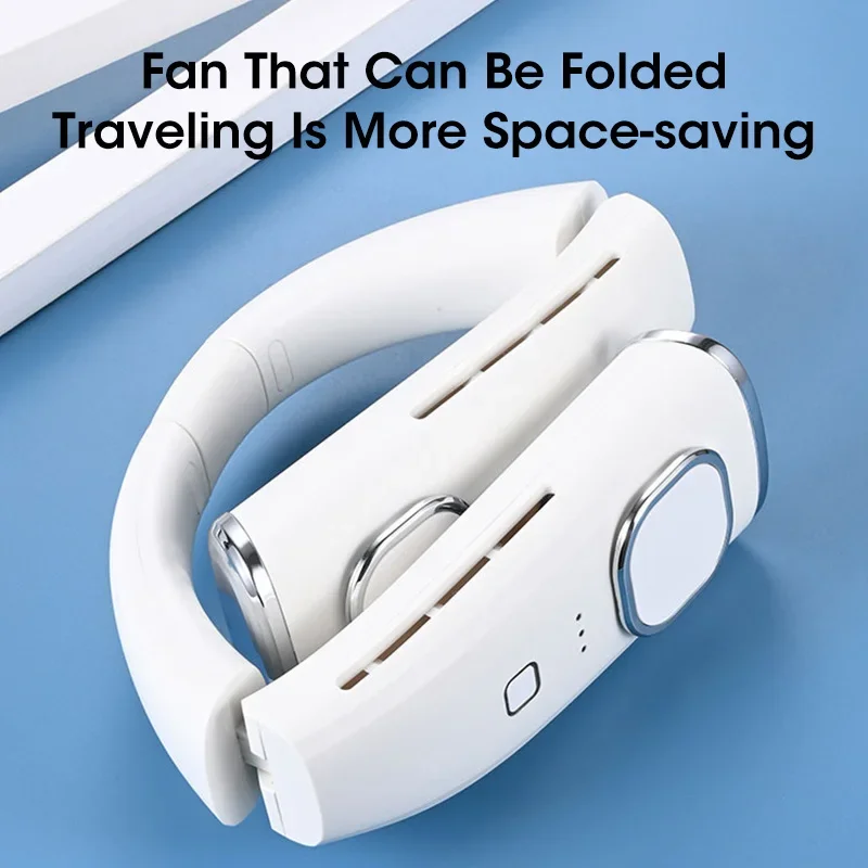 4000mAh Hands Free Neck Fan USB Rechargeable Bladeless 360° Rotation Portable for Outdoor Travel Sports