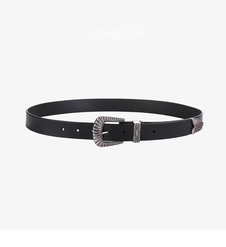 New European And American Leather Belt, Women's Retro Versatile Decoration, Two-layer Cow Belt, Women's Needle Buckle Casual Jeans Belt_voghion.com