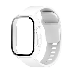 5 - Piece Protective Set: Shell, Tempered Glass Protector, & Silicone Strap Band for Realme Watch5 (White Clear)