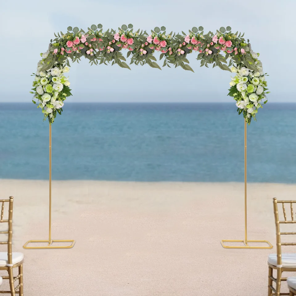 Gold Wrought Iron Wedding Arch Decorative Flower Rack