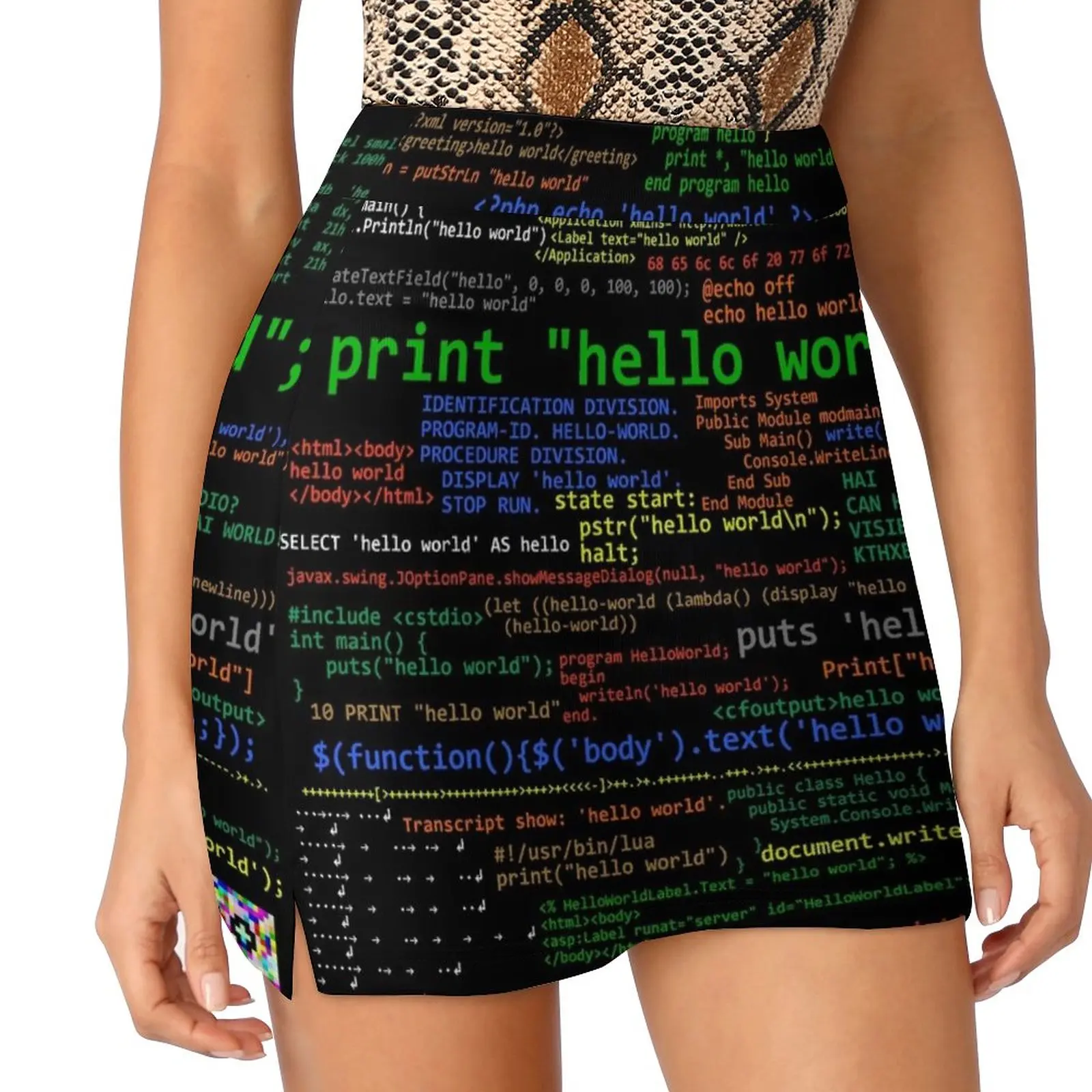 Hello World - Many Programming Languages (dark) Light Proof Trouser Skirt Woman short skirt Short women′s skirts hello pet расчёска грабли трёхрядная для длинношерстных животных