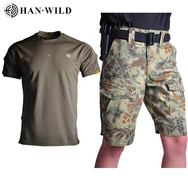 

Шорты-карго HAN WILD мужские тактические, летние камуфляжные водонепроницаемые армейские для страйкбола, пейнтбола, много карманов, летние рыбалки