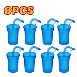 Vibrant Spill-Proof Sipper Cups with Lids and Straws - Perfect for Events and Celebrations (8Dark Blue)
