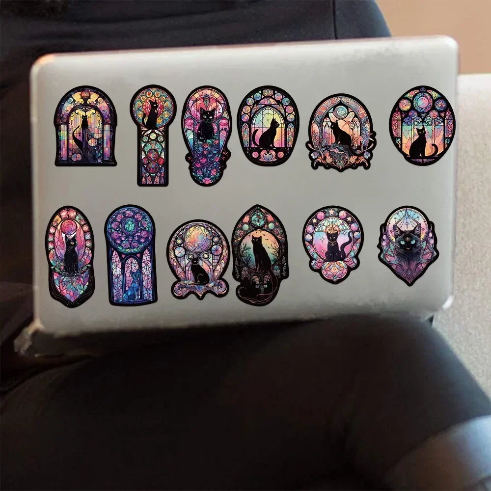 Cat Moon Stickers Decorative Stickers Decorative Labels Stickers Animal Stickers Paper Stickers Adhesive Stickers Self Adhesive Stickers Custom Stickers Stationery Stickers Custom Design Stickers Holiday Party Decorations 50PCS Gothic Dark