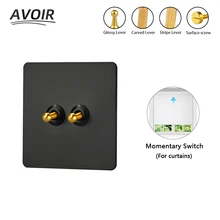 

Avoir Black Wall Light Switch Knurled Lever 220V On Off Led Dimmer Blind Curtain Reset Switch Usb Electrical Socket For Home