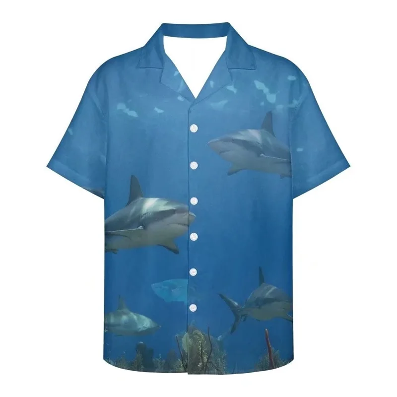 thumbnail image 1 of Camisas hawaianas con estampado de tigre y ciervo para hombre, blusas informales de manga corta para fiesta, abotonadas, para verano, 1 of 5