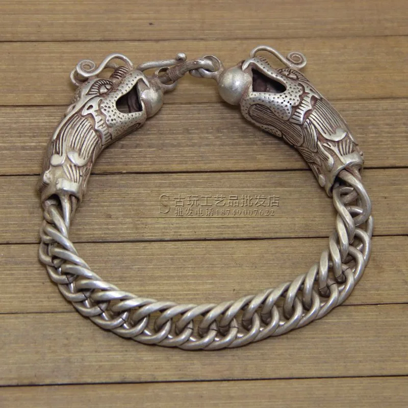 

Wholesale Collection Vintage Antique Crafts Factory in Sto White Copper Pendant Miao Silver Crested Bracelet