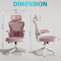 Ergonomic Office Chair M903, High Back Comfy Mesh Desk Chair with Wheels, Adjustable Lumbar Support, Headrest, Pink 2