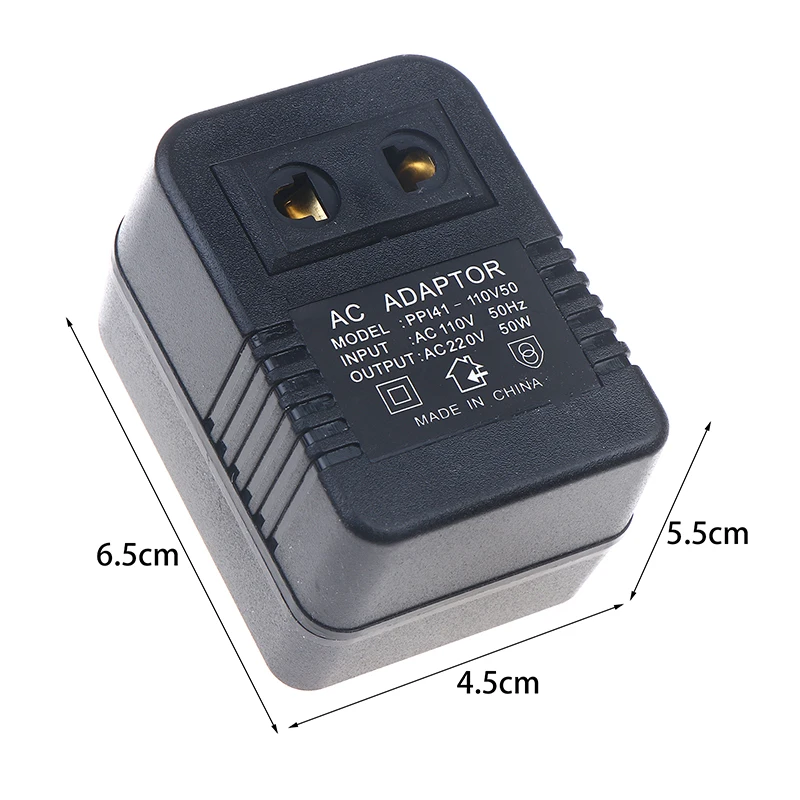Universal Voltage Converter and Travel Adapter, 50W Power Transformer with EU/US Plug Compatibility