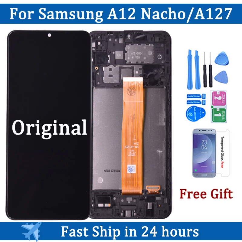 삼성 갤럭시 A12 나초 A127 LCD 프레임 터치 스크린 디지타이저 LCD, 삼성 SM A127F A127F DS 디스플레이 ...