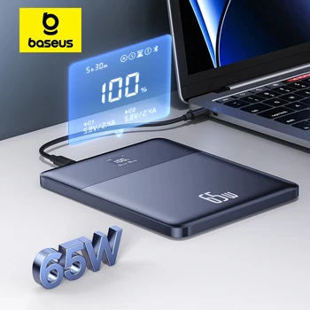 Baseus Power Bank 65W 12000mAh PD Batteria ritenuta digitale a ricarica rapida per iPhone 16 Pro Max Huawei Sumsang Notebook Laptop