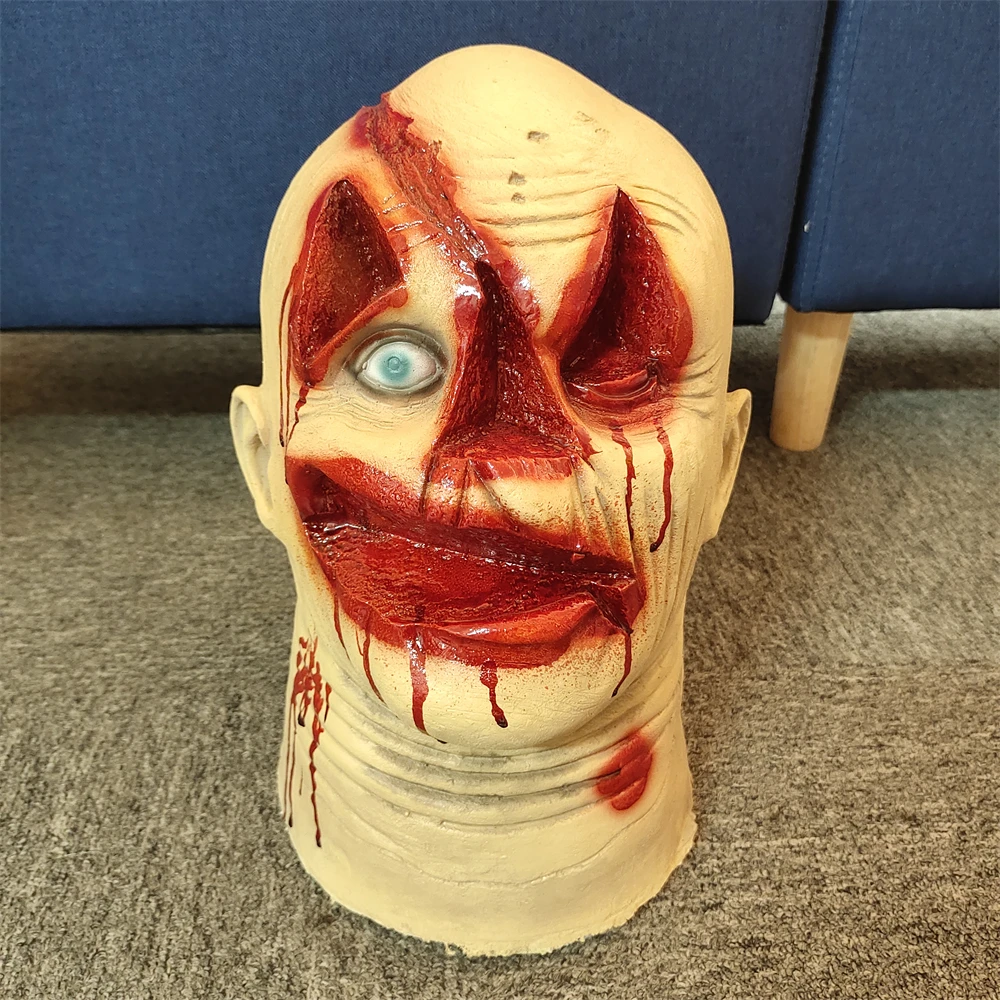 

Halloween party fake head decoration triangle missing meat one-eyed artificial head scary spooky props