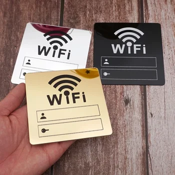Autocollant de signe WiFi acrylique 3D, miroir de surface, compte, mot de passe, autocollant mural pour les lieux publics, la maison, les magasins, la maison 1