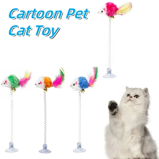 Cartoon Pet Cat Toy Stick Feather Rod Mouse Toy with Mini Bell Cat Catcher Teaser Interactive Cat Toy Kitten игрушки для кошек