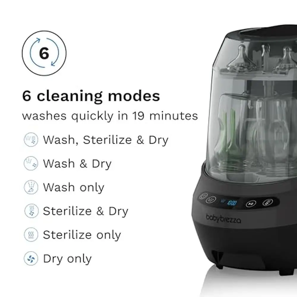 All-in-One Bottle Washer Sterilizer Dryer Machine Baby Bottles & Pump Parts Universal Capacity Eco-Friendly Cleaning Modes 5