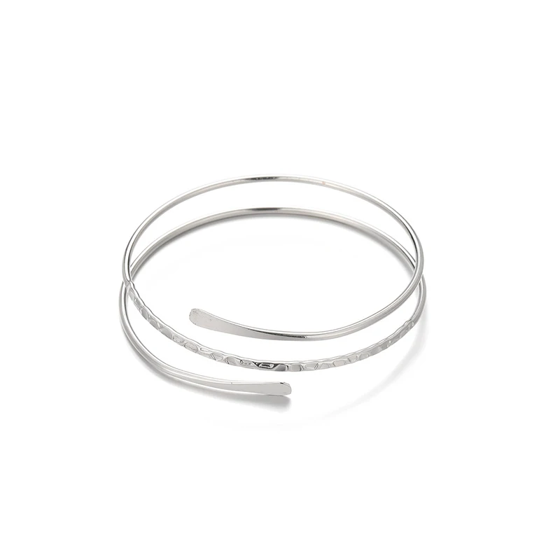 Silver Personality Punk Arm Ring Serpentine Metal Hollowed Out Multi-layer Smooth Bracelet Arm Ring Women Jewelry bangle bracelet snake bangle bracelet
